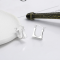 wholesale S925 Sterling Silver Thick Square Rhombus Concave Earrings, Ins Fashion Commuter Versatile Style Light Luxury Wind Earrings for Women-0-2