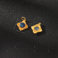 wholesale Gold-Plated 925 Ancient Silver Inlaid Small Square Peridot Drop Topaz Back Cloud DIY Jewelry Accessory Pendant-0-8