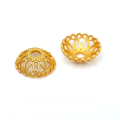 wholesale 925 silver gold-plated ancient-style filigree gilded flower cap spacer bead DIY bracelet bead spacer tassel cap-0-2