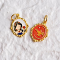 wholesale S925 Sterling Silver Gold Plated Enamel Cinderella Sleeping Beauty Pendant Snow White Ice Queen Pendant DIY Accessories-0-11