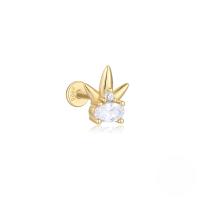 wholesale S925 Sterling Silver Love Crown Inlaid Zircon Cartilage Threaded Piercing Earrings For Women, Popular In Europe And America-Single gold #4