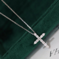 wholesale S925 sterling silver women's cross diamond necklace, exquisite and timeless, perfect for daily wear and versatile for any occasion-0-1