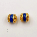 wholesale S925 gold-plated metal, natural lapis lazuli accessories, scattered beads, spacer beads, gaskets, semi-finished products, DIY jewelry, bracelet, necklace accessories-0-2