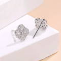 wholesale S925 sterling silver plated with 18K gold cross-border new moissanite earrings, women's fashionable lucky four-leaf clover earrings-0-1