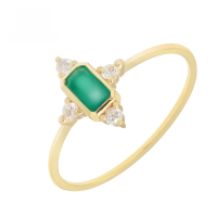wholesale 18K gold jewelry new diamond emerald ring geometric fashion accessory lightweight luxury retro versatile-18K Emerald Ring  US Size 6