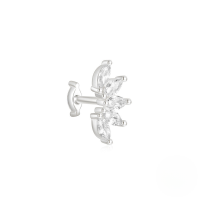 wholesale S925 Sterling Silver Marquise Crown Double-sided Threaded Cartilage Earring With Zircon-Single platinum #3