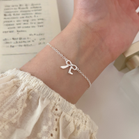 wholesale S925 Sterling Silver Minimalist Bow Bracelet for Women, Korean Summer Style Versatile High-End Sense Accessory-Pure silver (length 16+3CM)