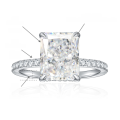 wholesale S925 silver plated with 18k, cross-border independent station best-selling ice-cut moissanite rectangle 8*10mm 4-carat engagement ring-0-5