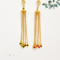wholesale Metal S925 Gold-Plated Red and Green Tassel Pendant Accessory for Bracelet Necklace Stringing DIY Handcraft Spacer Bead Semi-Finished Product-0-3