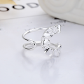 wholesale S925 Sterling Silver Irregular European and American Safety Pin Design Open Ring Geometric Trendy Index Finger Ring for Women-0-2