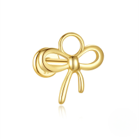 wholesale S925 Sterling Silver Marquise Geometric Ear Cartilage Stud With Zircon, Threaded Flat Top, And Fringe Tassel-Single gold #10