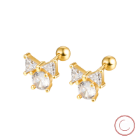 wholesale S925 Sterling Silver Stud Earrings Cute Sweet Bow Small Design Elegant Zircon Inlaid Jewelry-Silver 925 silver