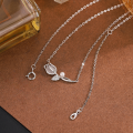 wholesale S925 Sterling Silver Chalcedony Tulip Necklace for Women, Light Luxury Fashion, Versatile, Chinese-style Festival Collarbone Chain-0-1