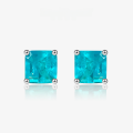 wholesale Metal material first: 2-carat pagoda 7*7 synthetic Paraiba earrings for women, cross-border hot-selling style from Shipei Jewelry-0-0