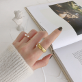 wholesale S925 Sterling Silver JA464 Korean Style INS Minimalist Pearl Twist Open Adjustable Ring for Women-0-3