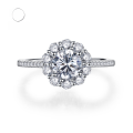 wholesale S925 Sterling Silver 1-Carat High-Carbon Diamond Full Pavé Micro-Set Ring, European and American Cross-Border-0-0