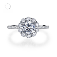 wholesale S925 Sterling Silver 1-Carat High-Carbon Diamond Full Pavé Micro-Set Ring, European and American Cross-Border-White No. 9