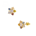 wholesale 9K Gold Korean and Japanese Style Simple Minimalist Five-Point Star Zircon Earrings for Women Wholesale and Drop Shipping-0-0