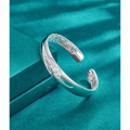 wholesale 999 Silver Leaf-Engraved Heart Sutra Ethnic Style Wide Opening Silver Bracelet for Women Chinese Style Bangle Wholesale-0-0