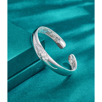 wholesale 999 Silver Leaf-Engraved Heart Sutra Ethnic Style Wide Opening Silver Bracelet for Women Chinese Style Bangle Wholesale-Pure silver bracelet about 40g 999 silver