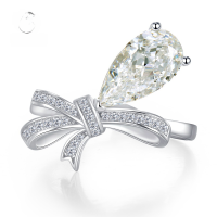 wholesale S925 Sterling Silver 7*13 Bow High Carbon Diamond Ring Ins Foreign Trade Style Jewelry One-Click Dropshipping-R300 White G 8