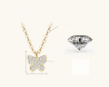 wholesale S925 Sterling Silver Fashion Minimalist Exquisite Butterfly Moissanite Necklace Fairy Pendant Collarbone Chain Wholesale-0-5
