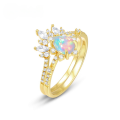 wholesale S925 Sterling Silver New Stylish Retro Fire Opal Ring Australian Opal Stackable Ring Cross-Border Best Seller-0-0