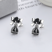 wholesale S925 Sterling Silver Antique Bow Bell Pendant Earrings for Women, Versatile Niche Design Elegant Earrings-YFR103/approx. 1.9g 925 silver