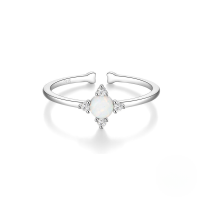 wholesale S925 Sterling Silver Japanese-style High-end Zircon-inlaid Ring With Korean-inspired Design Featuring Zircon Heart Petal Open Adjustable Index Finger-Style 9 Adjustable opening