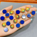 wholesale S925 silver gold-plated natural lapis lazuli accessories, gourd spacer beads bracelet DIY semi-finished products-0-2