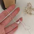 wholesale S925 Sterling Silver Light Luxury Croissant Necklace for Women, Korean Dongdaemun New Style Small Minimalist High-end Collarbone Chain-0-3