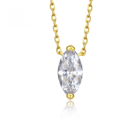 wholesale S925 silver new marquise diamond necklace for women, high-carbon diamond, olive-shaped diamond layered collarbone chain-N033 Platinum &gt; 925 Silver