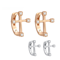 wholesale PT950 Platinum Cross Family Ear Clasps Fashionable Versatile-0.12 carat (white gold) earrings &gt; 925 silver