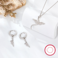 wholesale Metal Material First: 925 Sterling Silver Snake Earrings and Pendant Necklace Set, High-End Halloween Jewelry-Earrings 925 Silver