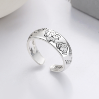 wholesale S990 Silver Vintage Creative Ethnic Style Lotus Adjustable Ring Oriental Ethnic Elegant Index Finger Ring-979J/approx. 3.3g Adjustable opening
