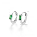 wholesale S925 Sterling Silver Ear Clips with Premium Feel, Cross-Border Hot-Sell Inlaid Color Zircon and Emerald Circle Earrings, Retro Style Design-0-9
