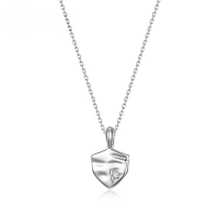 wholesale S925 sterling silver fashion minimalist versatile shield necklace, elegant niche jewelry, lightweight luxury style collarbone chain accessory wholesale-Thick Silver Platinum>925 Silver