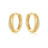 wholesale S925 Sterling Silver Double Row Zircon Inlaid Minimalist Fashion Ear Hoops,-Gold#3 925 Silver