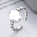 wholesale S925 Sterling Silver Irregular Small Square Open Heart Edge Ring, Korean Version Ins Minimalist Style Elegant Temperament-0-0