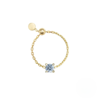 wholesale S925 Sterling Silver Adjustable Open Ring With Simulated Zirconia, Ins Chain Design For Women-Gold round Adjustable opening