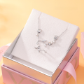 wholesale S925 Sterling Silver Tulip Necklace for Women, Korean Style Minimalist Fresh and Light Luxury Floral Collarbone Chain, Earrings, Ring Jewelry Set-0-1