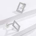 wholesale 18K Gold Plated S925 Sterling Silver Cross-Border New Moissanite Stud Earrings, Simple and Versatile Rectangle Earrings-0-2