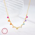 wholesale S925 silver necklace, cross-border hot-selling ultra-sparkly colored zirconia,INS-0-5