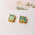 wholesale S925 silver gold-plated Morandi-colored five-strand oil-drip enamel square bead accessories for DIY bracelet and necklace-0-1