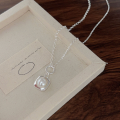 wholesale S925 Sterling Silver Swarovski Pearl Square Pendant Long Necklace for Women, Korean Spring and Summer New Arrival, Small and Chic Design Pendant Necklace-0-3