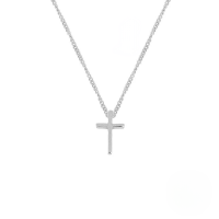 wholesale S925 Sterling Silver Minimalist Cross Pendant Necklace, Korean Style Ins-inspired Simple And Unique Design Collarbone Chain-Platinum