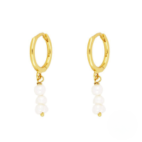 wholesale S925 Sterling Silver Pearl Hoop Ear Clasp For Women, Elegant And Chic Tiktok Viral Earrings-gold
