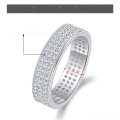 wholesale 925 Sterling Silver Cross-Border Best-Selling Three-Row Diamond Moissanite Ring, Fashionable and High-End Full Diamond Moissanite Band Ring-0-5