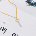 wholesale 9K gold plated metal fashion and versatile pendant with Moissanite heart key necklace for women-0-3