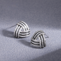 wholesale Metal material: 925 silver Triangle commuter earrings for women, Korean internet celebrity stud earrings, designed with a sense of French retro style earrings-Platinum-Copper Plated Platinum